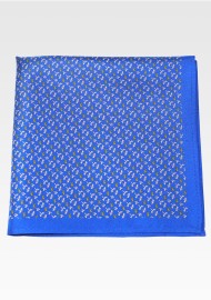 Royal Blue Silk Pocket Square with Tiny Dragonflies