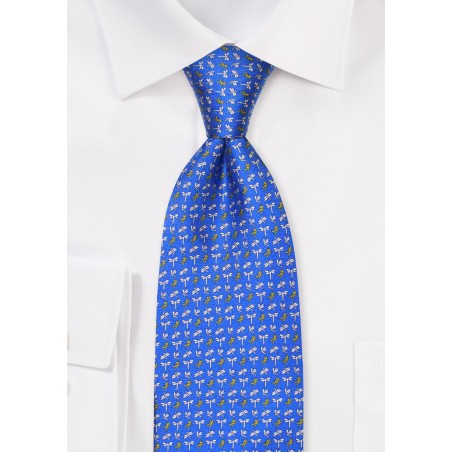 Silk Designer Tie in Royal Blue with Dragonflies