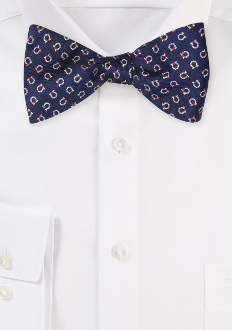Self Tie Silk Bow Tie with Nautical Knot Design
