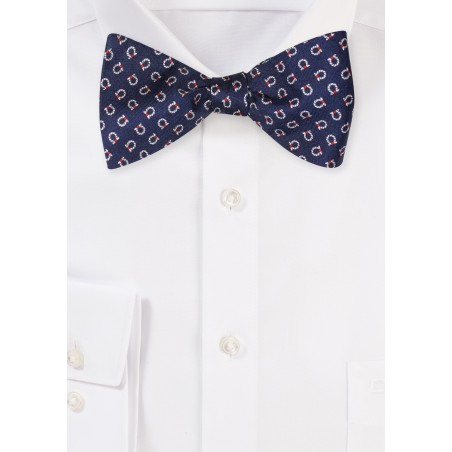 Self Tie Silk Bow Tie with Nautical Knot Design