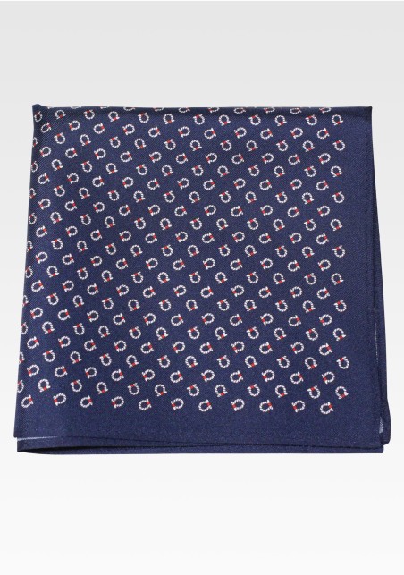 Nautical Print Silk Pocket Square | Knotted Ropes in Navy Blue