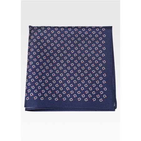 Nautical Print Silk Pocket Square | Knotted Ropes in Navy Blue