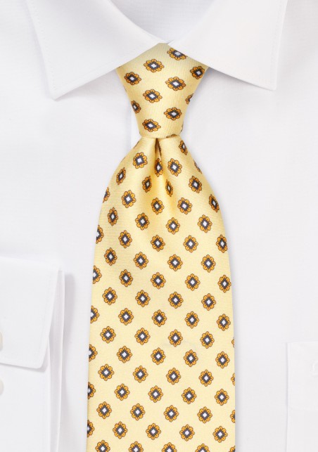 Foulard Silk Necktie in Golden Blonde in XL Length