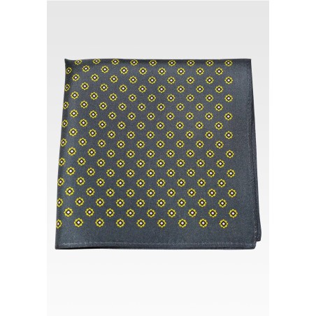 Dark Olive Green Silk Pocket Square in Foulard Print