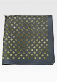 Dark Olive Green Silk Pocket Square in Foulard Print