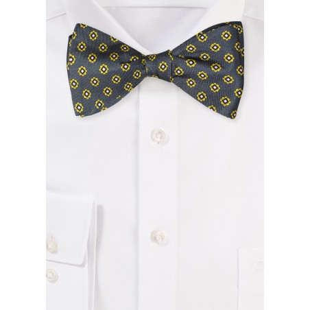 Dark Olive Green Silk Bowtie in Self-Tie Style