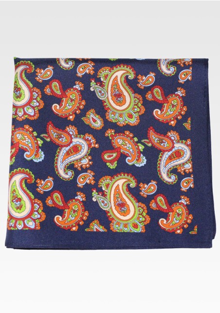 Colorful Paisley Pocket Square in Luxury Silk