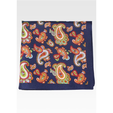 Colorful Paisley Pocket Square in Luxury Silk