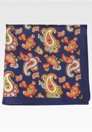 Colorful Paisley Pocket Square in Luxury Silk