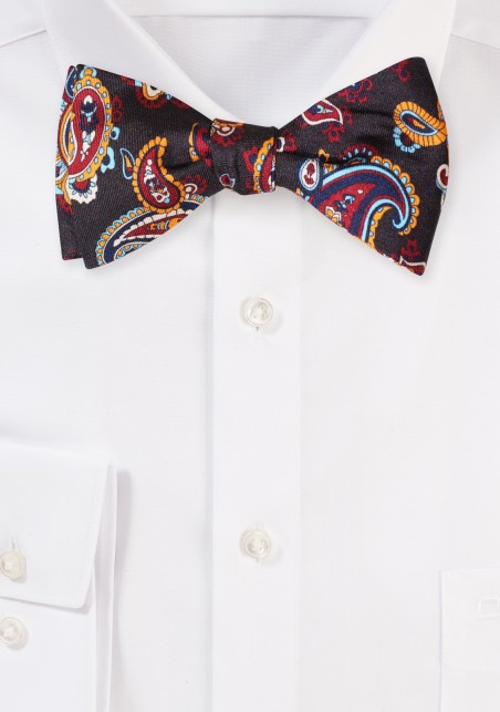 Paisley Silk Bow Tie in Brown and Orange