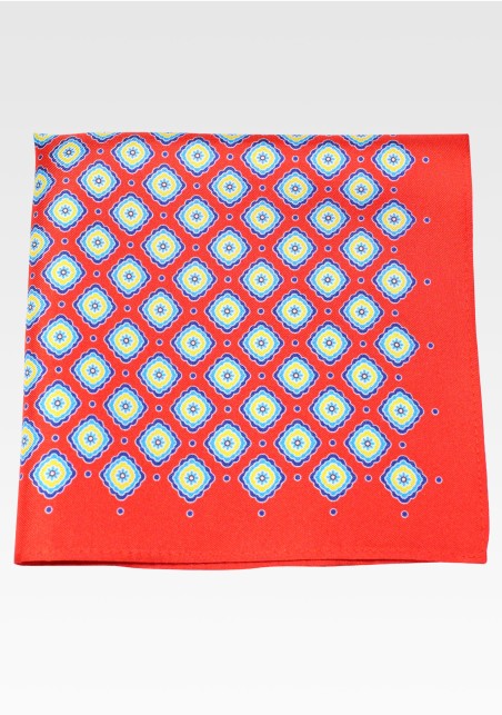 Silk Pocket Square in Bright Red and Golden Yellow