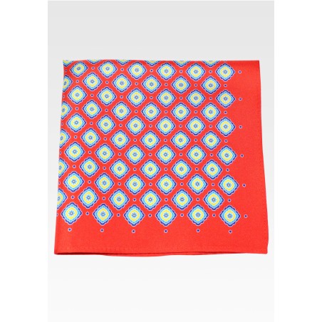 Silk Pocket Square in Bright Red and Golden Yellow