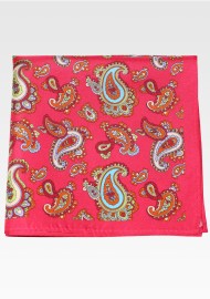 Fuchsia Paisley Pocket Square in 100% Silk