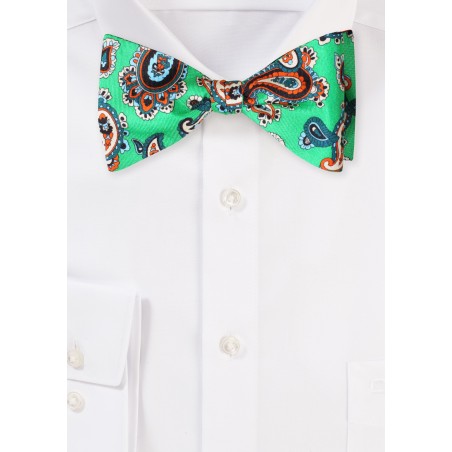 Paisley Bow Tie in Bold Kelly Green