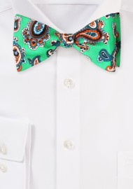 Paisley Bow Tie in Bold Kelly Green