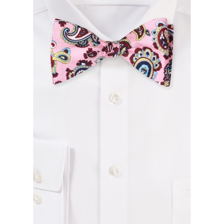 Paisley Bow Tie in Pastel Pink