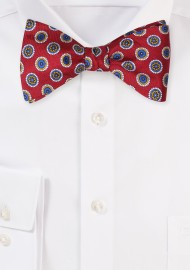 Wine Red Medallion Bow Tie in Finest Silk Fabric