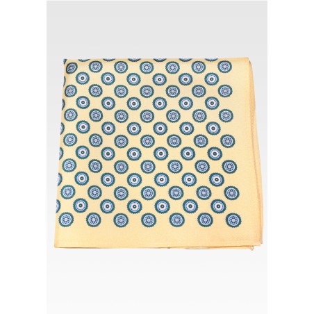 Silk Pocket Square in Golden Medallion Print