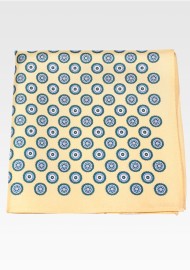 Silk Pocket Square in Golden Medallion Print