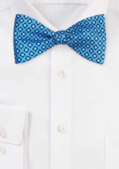 Mermaid Blue Silk Bow Tie in Self Tie Style