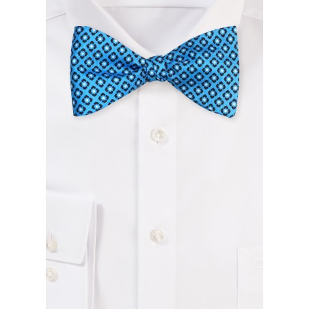 Mermaid Blue Silk Bow Tie in Self Tie Style