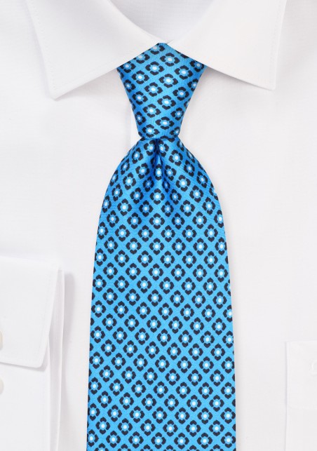 Mermaid Blue Graphic Print Silk Tie
