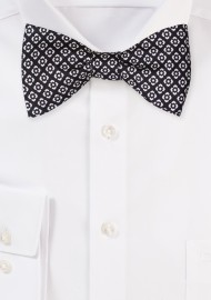 Black Bow Tie with White Graphic Print