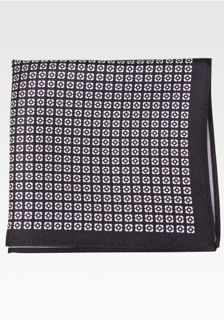 Black and White Silk Pocket Square