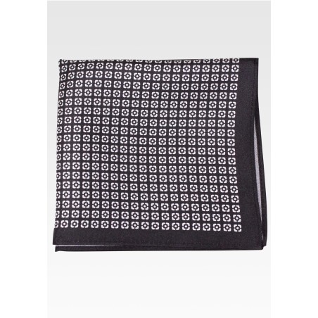 Black and White Silk Pocket Square