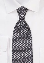 Black and White Graphic Print Silk Necktie