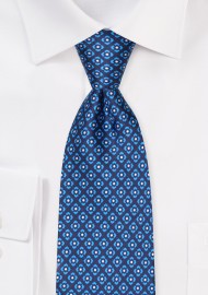 Navy and Aqua Graphic Print Silk Tie