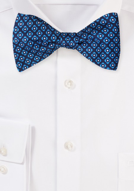 Navy Blue Bowtie with Aqua Graphic Print