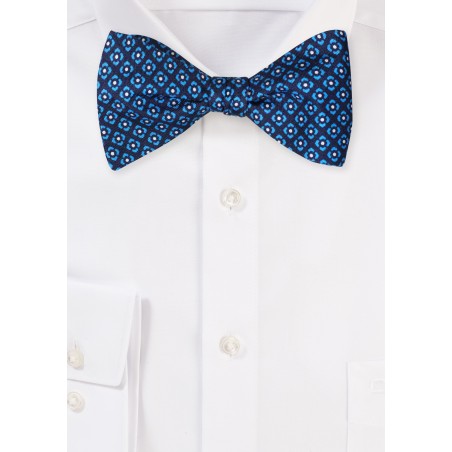 Navy Blue Bowtie with Aqua Graphic Print