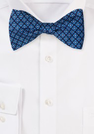 Navy Blue Bowtie with Aqua Graphic Print