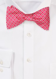 Graphic Print Silk Bowtie in Hot Pink, White, Lime