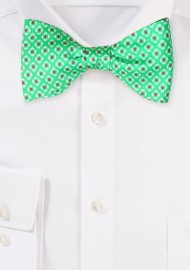 Graphic Print Silk Bowtie in Kelly Green