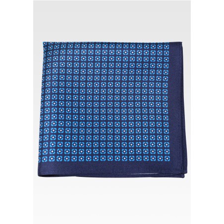 100% silk Pocket Square in Blue Graphic Print