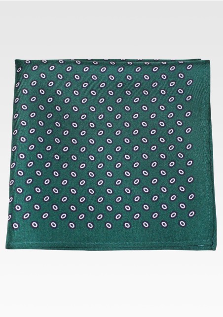Dot Print Silk Pocket Square in Hunter Green