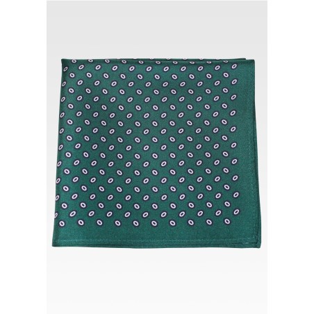 Dot Print Silk Pocket Square in Hunter Green