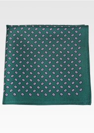Dot Print Silk Pocket Square in Hunter Green