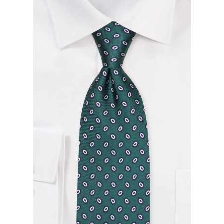 Hunter Green Silk Tie with Oval Dot Print