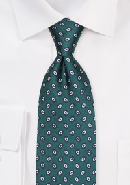 Hunter Green Silk Tie with Oval Dot Print