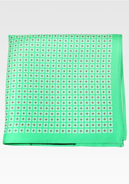 Bright Kelly Green Designer Silk Pocket Square