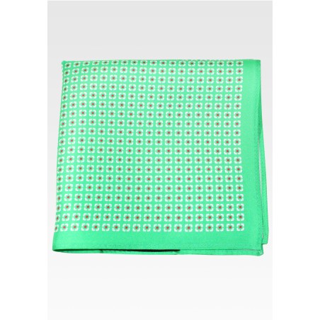 Bright Kelly Green Designer Silk Pocket Square