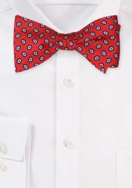 Cherry Red Silk Bowtie with Oval Dots