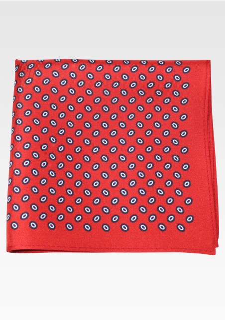 Dot Print Silk Pocket Square in Cherry Red, Navy, White