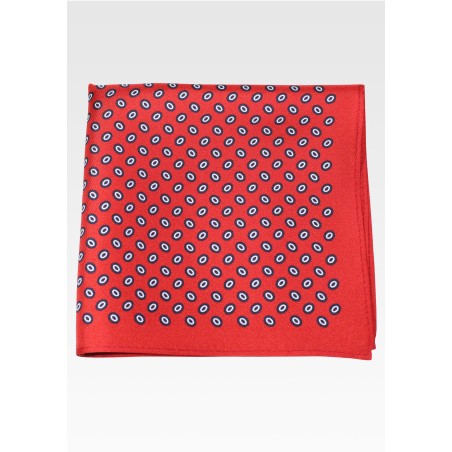 Dot Print Silk Pocket Square in Cherry Red, Navy, White