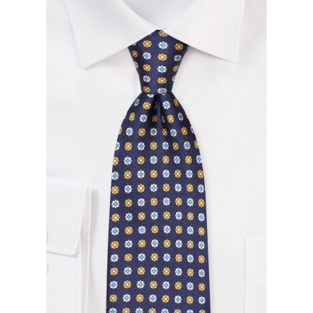 Floral Print Silk Necktie in Longer Length for Tall Men