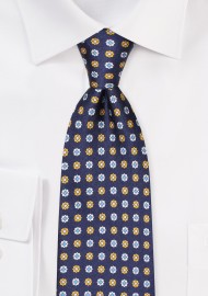 Floral Print Silk Necktie in Longer Length for Tall Men