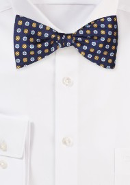 All Over Geometric Floral Print Bowtie in Navy